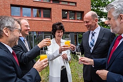 f.l.t.r.: Prof Walter Rosenthal (FSU), Prof Christian Wirth and the science ministers Dr Eva-Maria Stange, Wolfgang Tiefensee, Prof Armin Willingmann. Photo: Stefan Bernhardt / iDiv